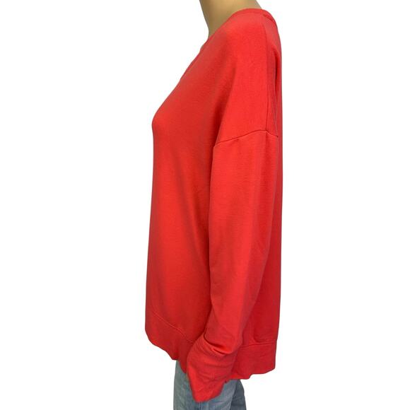 Athleta Coaster Luxe Sweatshirt Coral Red Orange Modal Size M - Picture 6 of 11